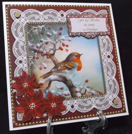 Red Robin Brother at Christmas 8in Sentiment Topper by Suzi Cooper
