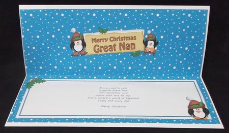 Large Dl Xmas Great Nan Penguins Signpost Insert by Suzi Cooper