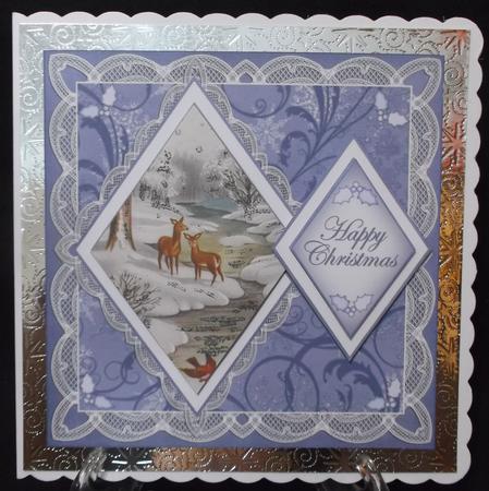 Snow Deer Happy Christmas 7in Double Diamond Topper by Suzi Cooper