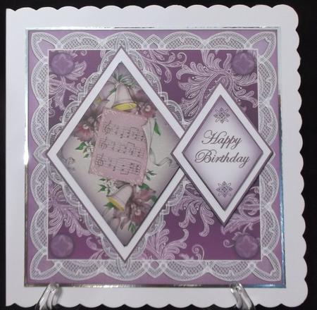 Lilac Music Happy Birthday 7in Double Diamond Topper by Suzi Cooper