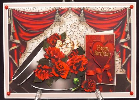 Red Roses in a Hat Box Decoupage, Valentine, Birthday by Suzi Cooper