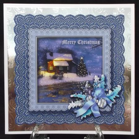 Blue Christmas Scene Decoupage by Suzi Cooper