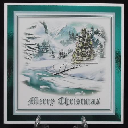 Christmas Tree Snow Scene - 8in x 8in Pyramage by Suzi Cooper