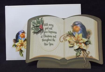 Christmas Book - Cream Poinsettia with Robin by Suzi Cooper