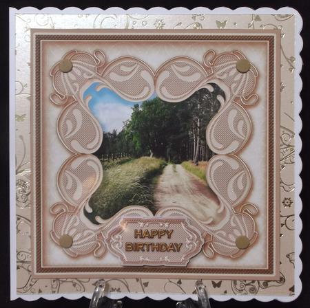 Country Lane in a Fancy Frame 8in x 8in Quick Card by Suzi Cooper