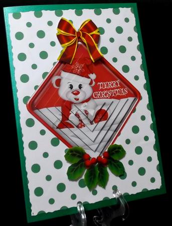 Little Bear with Red Present Diamond Pyramids by Suzi Cooper