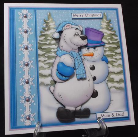 Polar Bear & Snowman Pals Christmas 7.5 Decoupage Mini Kit by Suzi Cooper
