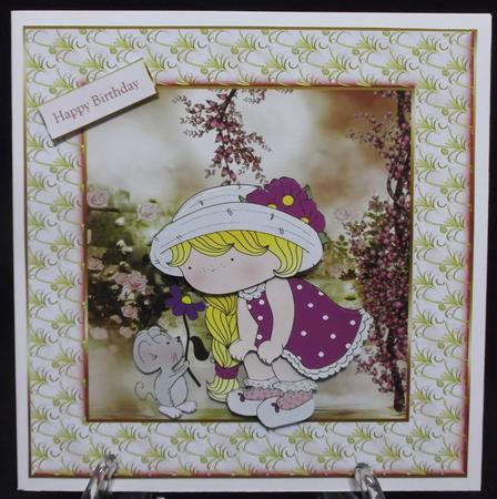 Izzy and Mouse 7x7 Card with Decoupage by Suzi Cooper