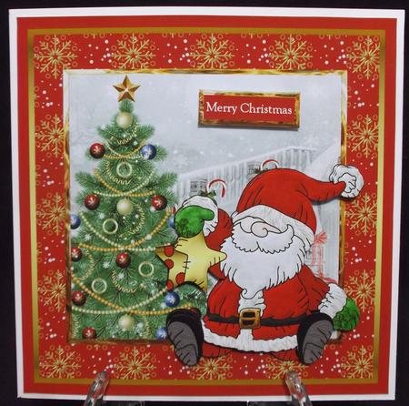 Santa with His Gold Star 7x7 Card by Suzi Cooper