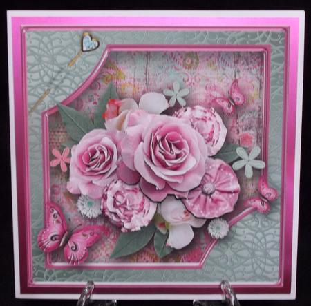Shabby Chic Flowers Decoupage Card Front by Suzi Cooper