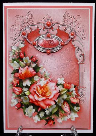 Deep Pink Roses on an Arched Frame Corner Stacker by Suzi Cooper