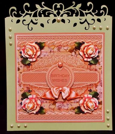 Peach Roses and Blueberries 8in x 8in Decoupage Mini Kit by Suzi Cooper