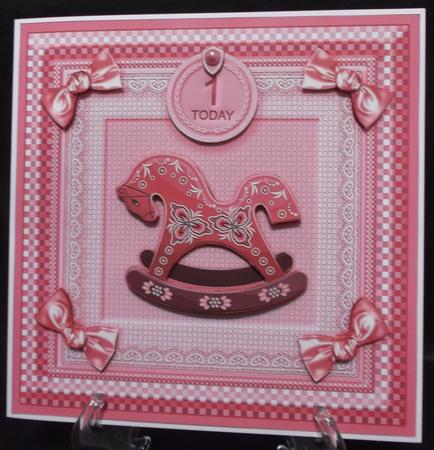 Baby Girl Rocking Horse 8in x 8in Decoupage Mini Kit by Suzi Cooper