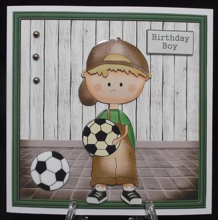 Football Practice 7x7 Card with Decoupage by Suzi Cooper