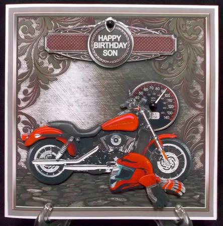 Motorbike on a Scroll Background 8inx 8in Decoupage Mini Kit by Suzi Cooper