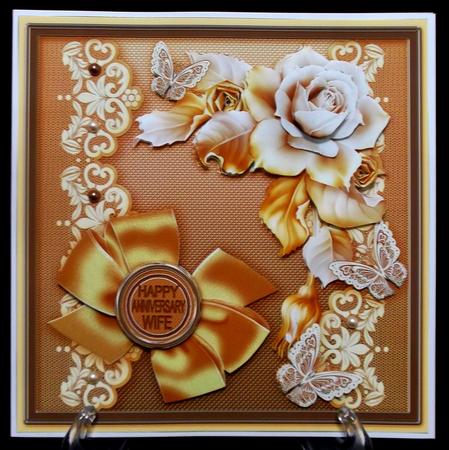 Wedding Roses with Lace and Butterflies 8x8 Decoupage Mini K by Suzi Cooper