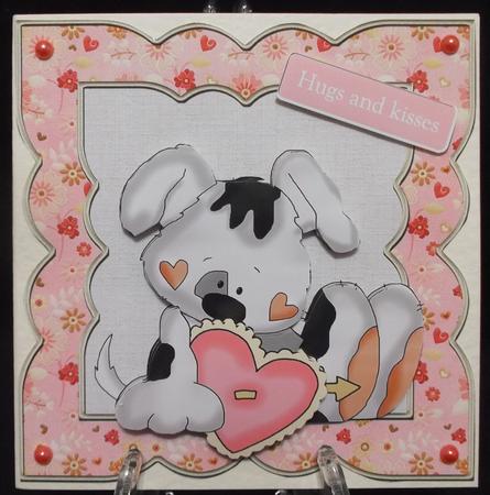 Heart Puppy 6x6 Card with Decoupage by Suzi Cooper