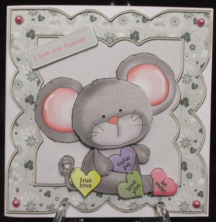 Mouse Love 6x6 Card with Decoupage by Suzi Cooper