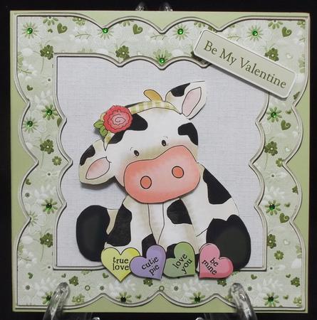Cute Daisy Cow 6x6 Card with Decoupage by Suzi Cooper