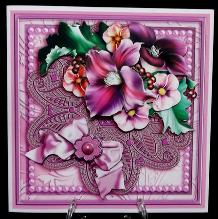 Purple Clematis on a Fancy Doily 8inx 8in Decoupage Mini Kit by Suzi Cooper