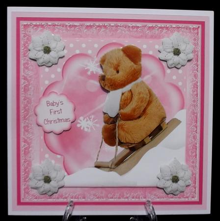 Baby Girl's First Christmas Card Front Kit by Suzi Cooper