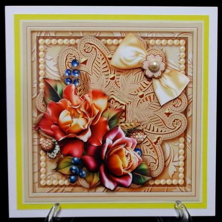 Roses on a Fancy Doily 8in x 8in Decoupage Mini Kit by Suzi Cooper