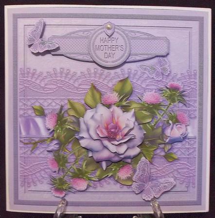 Lilac Roses on a Lace Border 8in x 8in Decoupage Mini Kit by Suzi Cooper