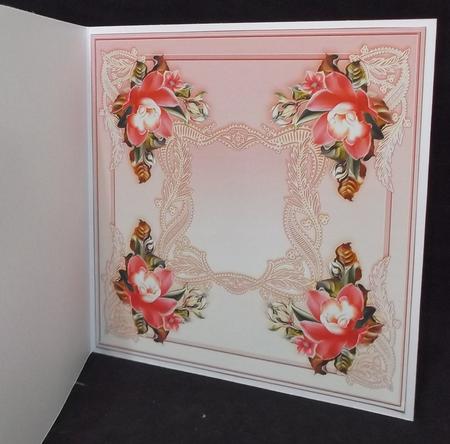 Pink Orchids on a Lace Frame Matching 8inx8in Insert Plate by Suzi Cooper