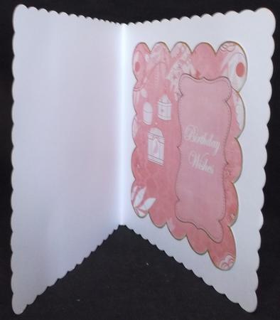 Pink Birdcage Birthday Wishes 8in Scallop Insert Panel by Suzi Cooper