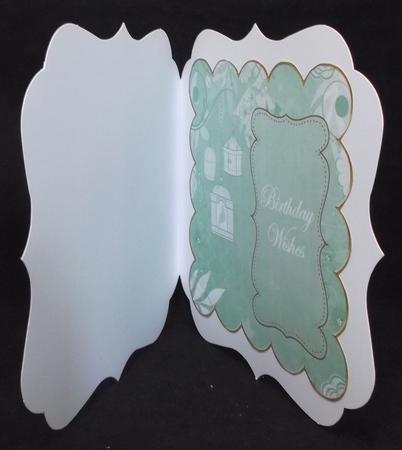 Mid Green Birdcage Birthday Wishes 8in Scallop Insert Panel by Suzi Cooper
