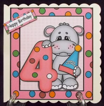 Happy 4th Birthday Hippo by Suzi Cooper