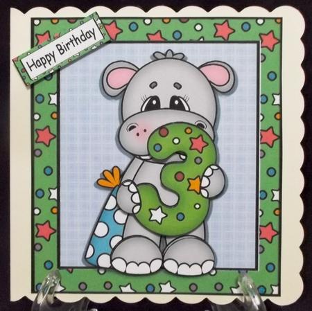 Happy 3rd Birthday Hippo 8x8 by Suzi Cooper
