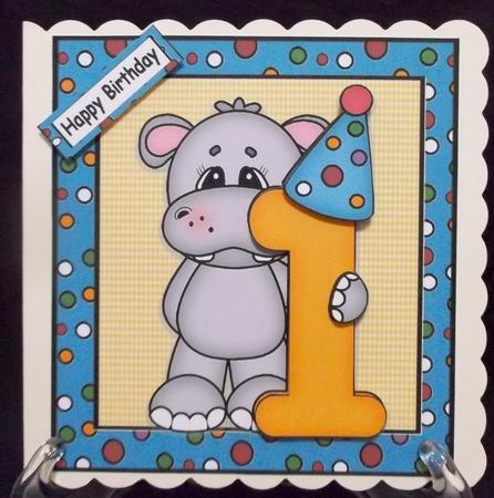 Happy 1st Birthday Hippo 8x8 by Suzi Cooper
