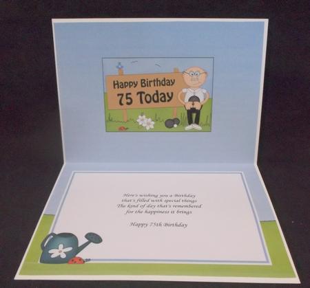 75th Birthday Old Man Bert Bowls 5x7 Insert by Suzi Cooper