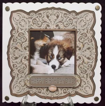 Puppies on a Taupe Ornate Frame 8in x 8in Decoupage Mini Kit by Suzi Cooper