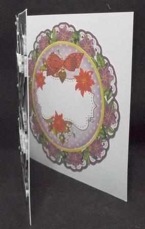 Purple Red Christmas Poinsettia 8in Doily Card Insert Panel by Suzi Cooper