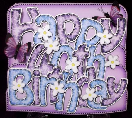 3D 40th Birthday Flowers Pop Out Word Card by Suzi Cooper