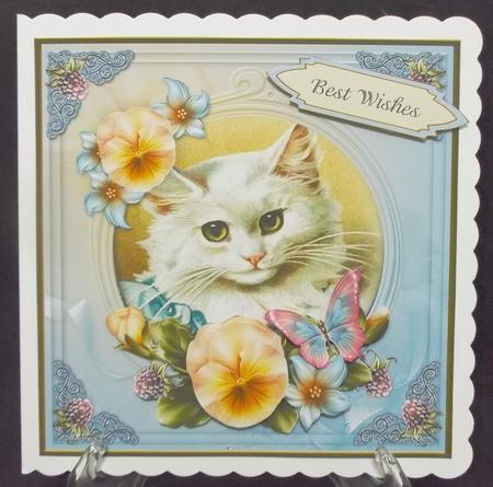 Vintage Cat Best Wishes 7x7 Cf. by Suzi Cooper