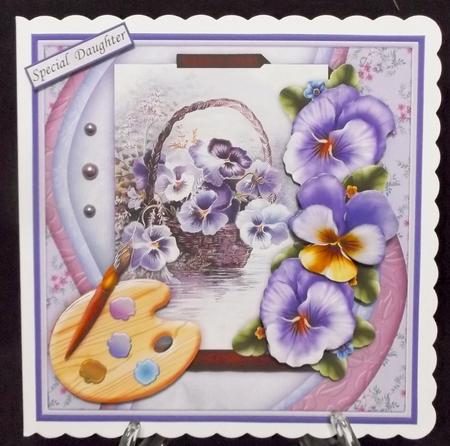 Artists Canvas Pansies 7.5 Decoupage Mini Kit by Suzi Cooper