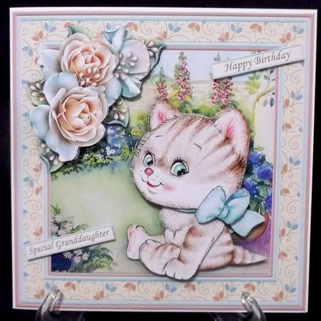 Kitten in the Garden 8x8 Decoupage Mini Kit by Suzi Cooper
