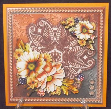 Peach Daisies on a Lace Doily 8in x 8in Decoupage Mini Kit by Suzi Cooper