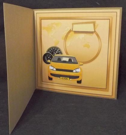 Gold Car on a World Map Matching 8inx8in Insert Plate by Suzi Cooper
