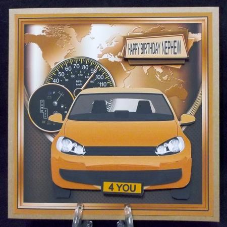 Gold Car on a World Map 8in x 8in Decoupage Mini Kit by Suzi Cooper