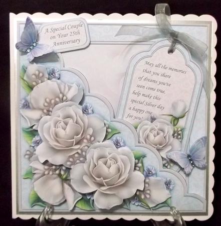 Square Scallop Pocket Silver Roses Wedding or Anniversary by Suzi Cooper