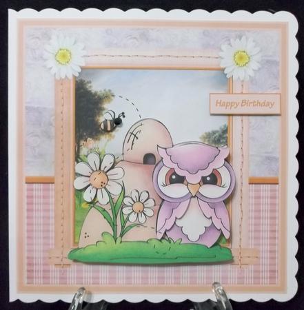 Summer Hoots 7.5x7.5 Card and Decoupage by Suzi Cooper