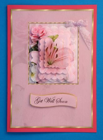 Pink Lily and Rose Scallop Card by Suzi Cooper