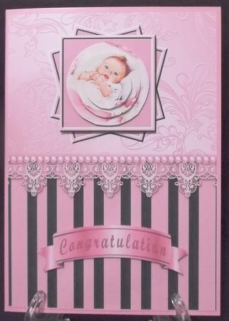 It's a Girl Pyramid Card Front by Suzi Cooper