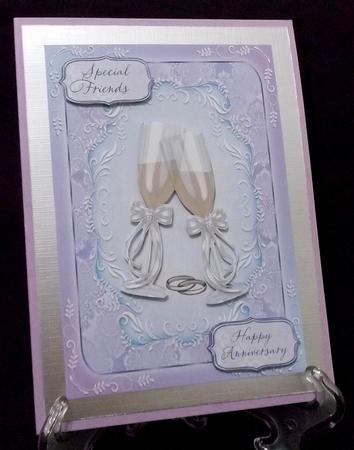 Silver Wedding Anniversary Card with Champagne Glasses by Suzi Cooper