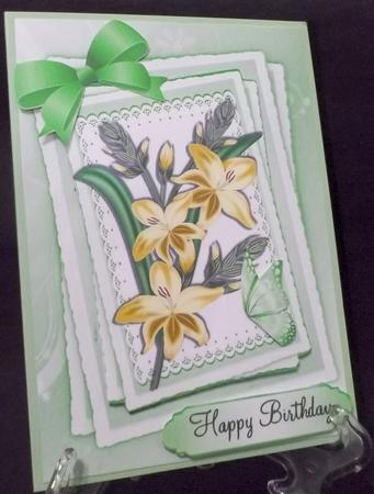 Pretty Yellow Lilies on Lace Stackers with Bow by Suzi Cooper