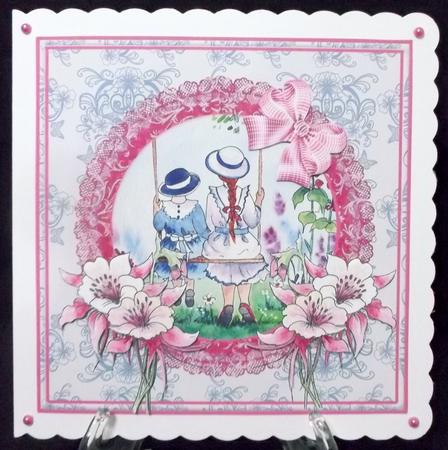 Best Friends on the Swing Decoupage Topper by Suzi Cooper